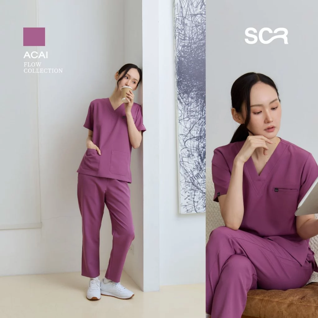 [NEW!] Scrub in | เสื้อ-กางเกงสครับ unisex สี Acai รุ่น Flow