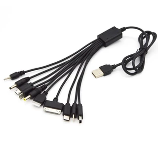เก็บเงินปลายทาง พร้อมส่งทันที สายชาร์จ USB 10 in 1 อเนกประสงค์ รองรับชาร์จโทรศัพท์ได้หลายรุ่น สะดวกใช้งาน พกพาง่าย