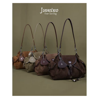 🫒💫🤎Jumino กระเป๋า Cargo ขนมจีบ ทรงHobo มีสาย2เส้น 13 นิ้ว #Ipad ใส่ได้ by 8anglesshop E057