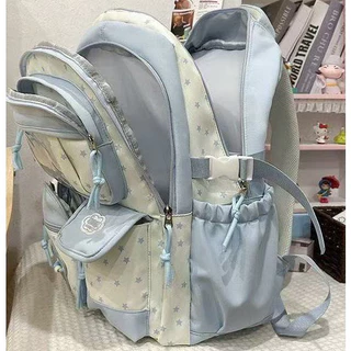 🎒กระเป๋าเป้สไตล์ญี่ปุ่นเกาหลี แถมตุ๊กตาโปชาโกะ กันน้ำ วินเทจ ใส่แล็ปท็อปได้ หลายช่องเก็บของ น่ารัก