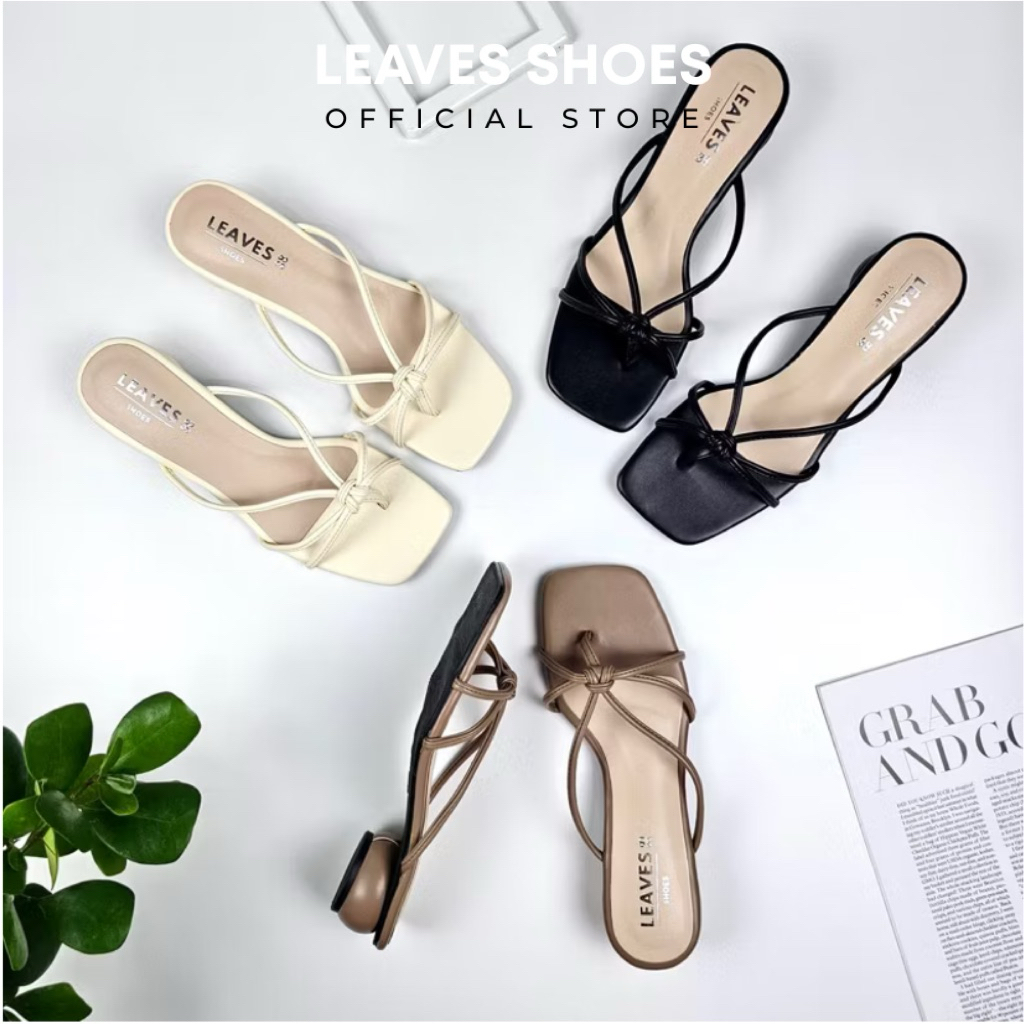 LEAVESSHOES รองเท้าแฟชั่นผู้หญิง รุ่น HONEY ส้นสูง 1 นิ้ว รองเท้าผู้หญิงมีส้น แบบสวม