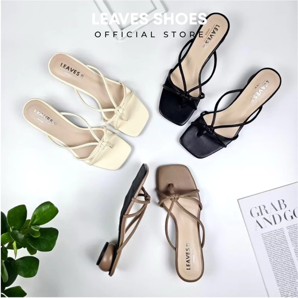 LEAVESSHOES รองเท้าแฟชั่นผู้หญิง รุ่น HONEY ส้นสูง 1 นิ้ว รองเท้าผู้หญิงมีส้น แบบสวม