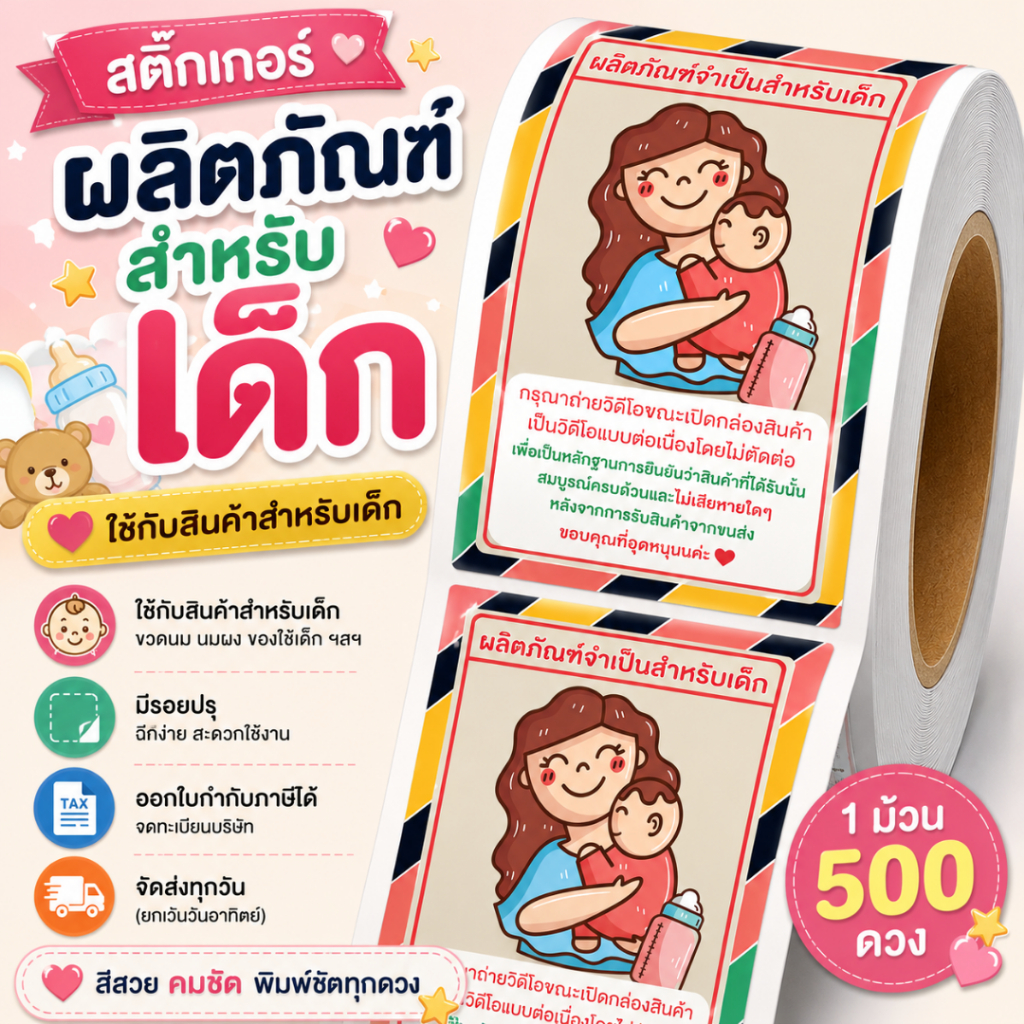สติ๊กเกอร์ลายแม่และเด็ก Mom and Kids สติกเกอร์ติดกล่องพัสดุ น่ารัก แปะกล่องไปรษณีย์