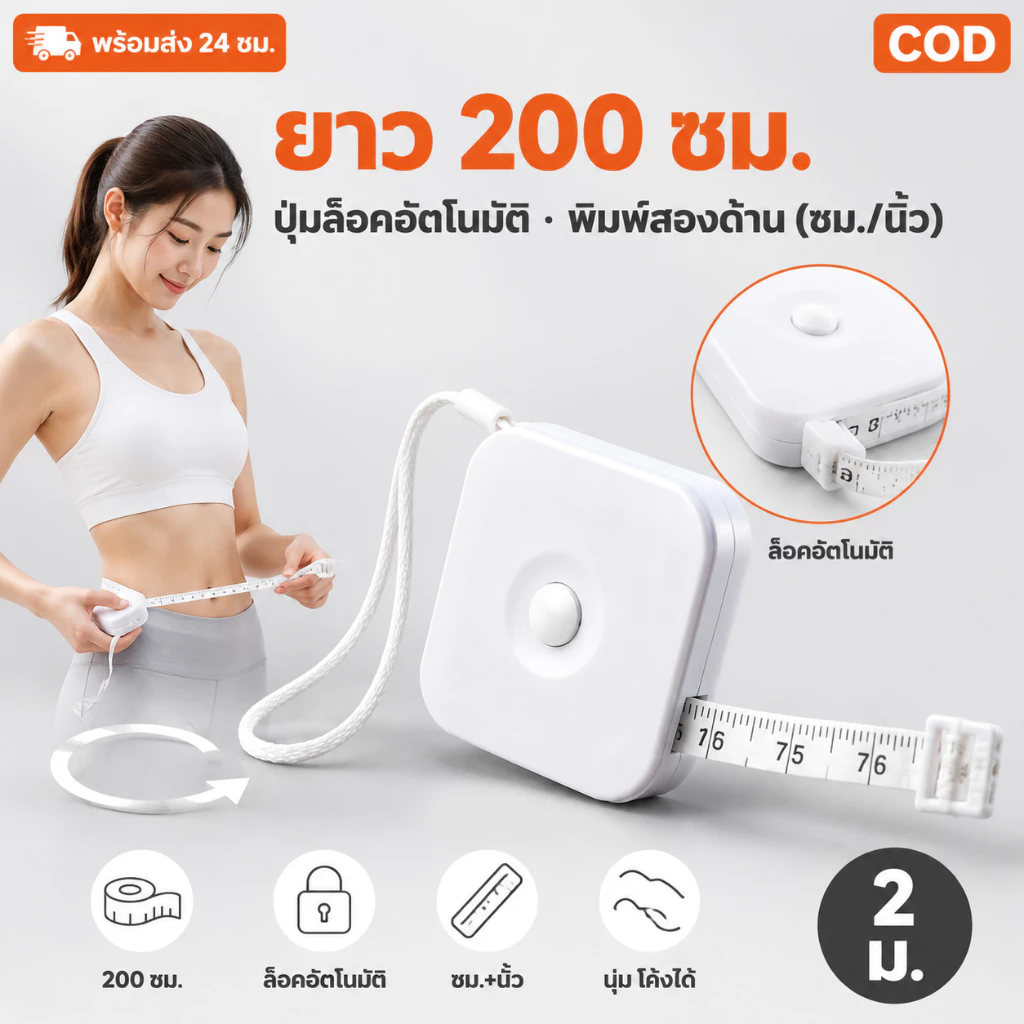 มาการง เทปวัดสี 2 ม. มินิ แบบพกพา เทปวัด ไม้บรรทัด เทปนุ่ม สําหรับวัดเสื้อผ้า ร่างกาย