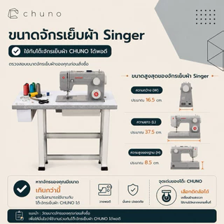 Chuno โต๊ะจักรเย็บผ้า Singer 4411, 4432, HD6335M โต๊ะวางจักร โต๊ะขยายพื้นที่เย็บหรือซีรีย์ 44xx แบบฝังหัว ขอบเทา