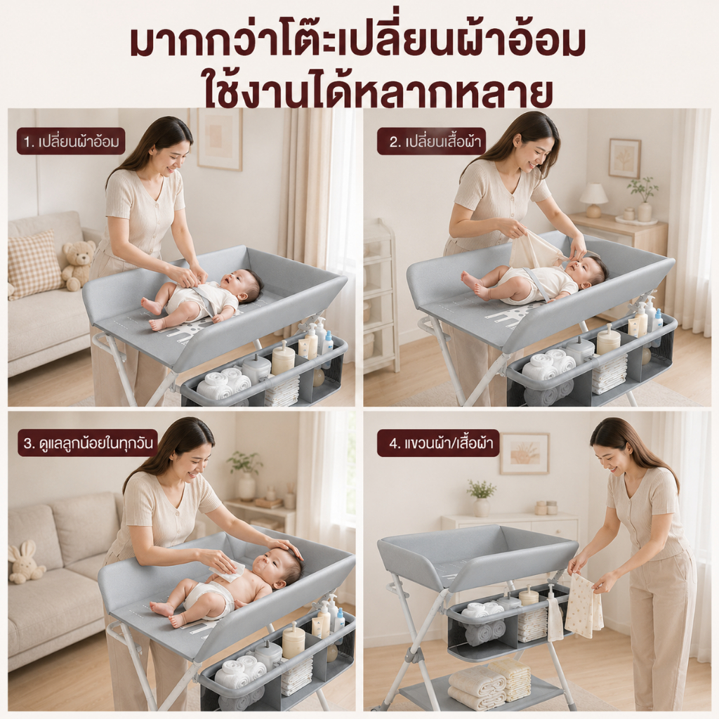AMWTโต๊ะเปลี่ยนผ้าอ้อม โต๊ะและเบาะรองสำหรับเปลี่ยนผ้าอ้อม รูปที่ 4