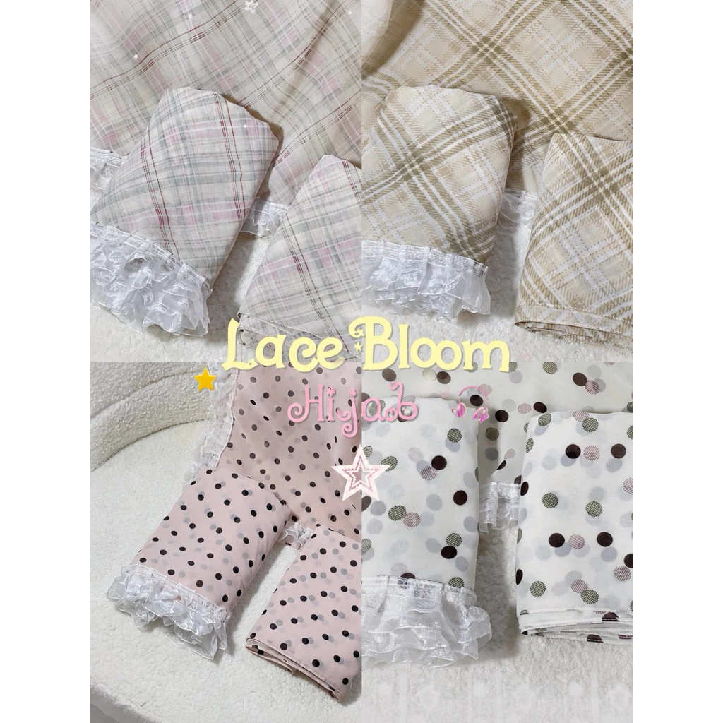 。⋆ Lace Bloom Hijab ❀ *。 | ฮิญาบสามเหลี่ยมแต่งลูกไม้
