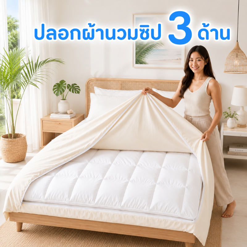 MildMate ปลอกผ้านวมซิป 3 ด้าน จบปัญหาใส่ไส้นวม! เปลี่ยนง่ายใน 1 นาที | มีให้เลือก 3 เนื้อผ้า