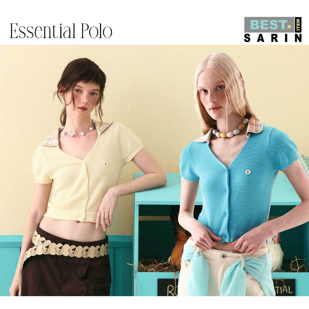 ( พร้อมส่ง )Sarin Essential polo เสื้อพอดีตัว เปิดช่วงคอให้ดูยาวสวย
