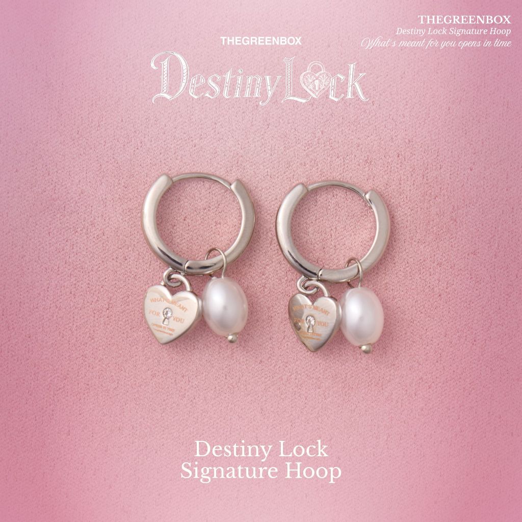 ต่างหู Destiny Lock Signature Hoop Earrings ก้านเงินแท้ S925 - The Green Box