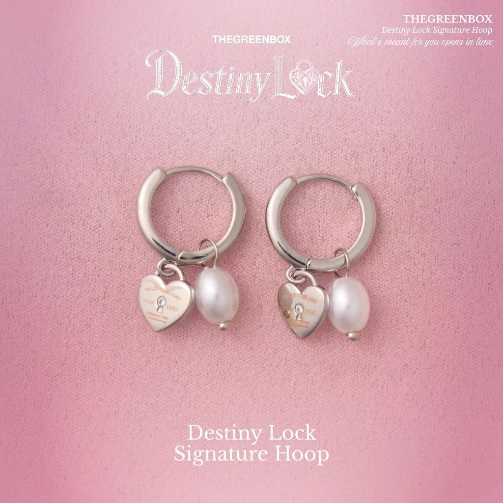ต่างหู Destiny Lock Signature Hoop Earrings ก้านเงินแท้ S925 - The Green Box