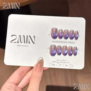 เข้ามาแบบใหม่ พร้อมส่งไทย เล็บปลอมสําเร็จรูป ทำด้วยมือ 10 ชิ้น/กล่อง Hologram ม่วง ฟ้า ชมพู สุดหรู แฮนด์เมด100%