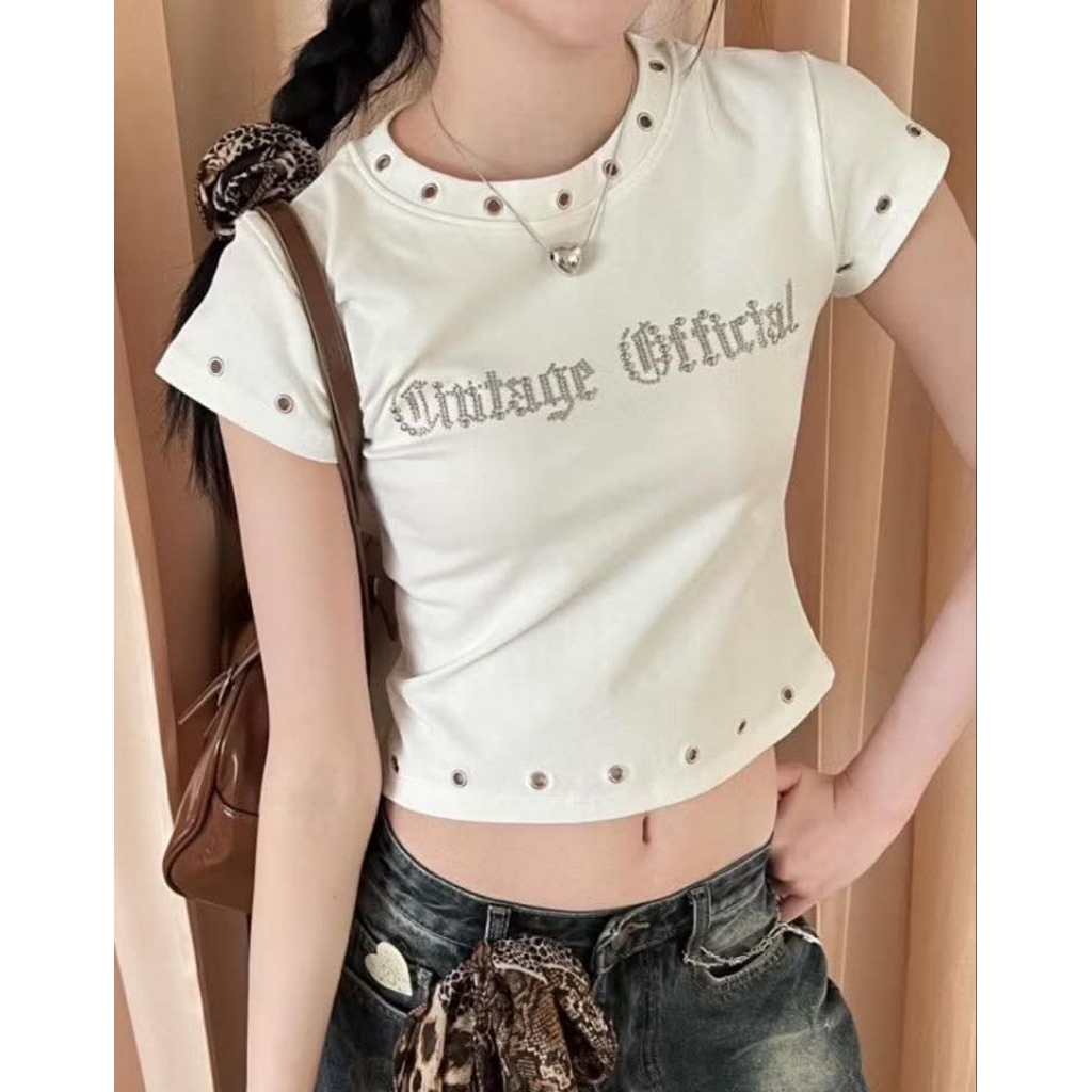 ♡Cintage♡เสื้อครอปCintage Official size L มือ2