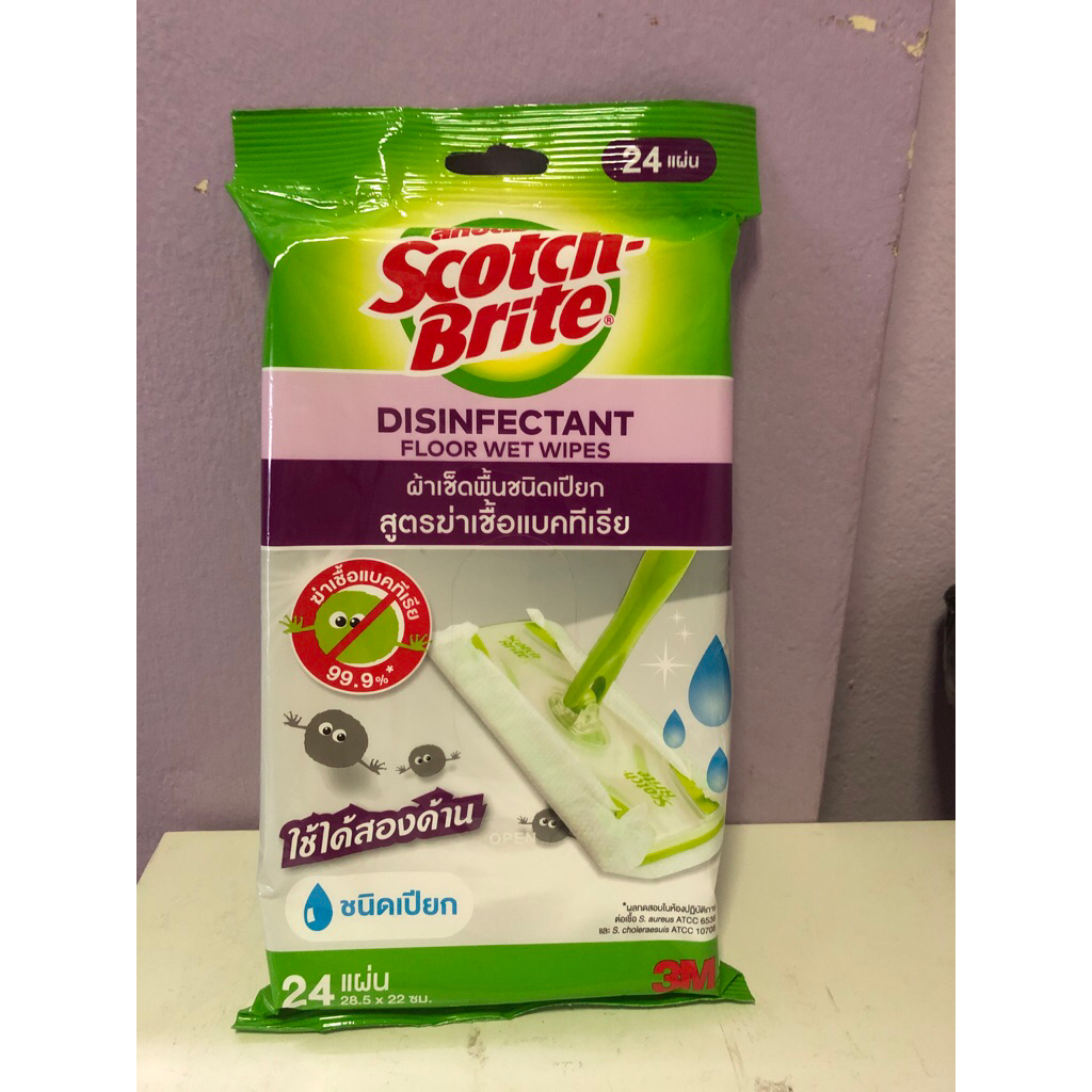 3M scotch brite ผ้าเช็ดพื้นชนิดเปียก ฆ่าเชื้อแบคทีเรีย 24