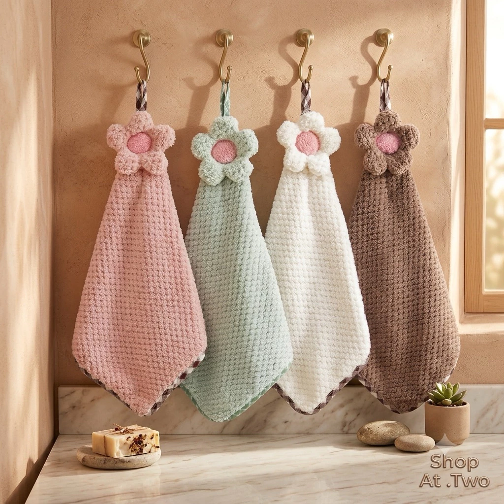 ShopAt.Two[NP-7139] ผ้าเช็ดมือ ผ้าเช็ดมือแบบแขวน ผ้าเช็ดทำความสะอาดอนกประสงค์ พร้อมส่ง