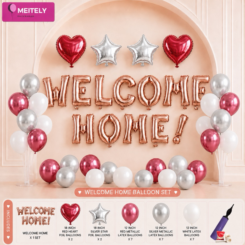 (ส่งด่วน) Set WELCOME HOME พร้อมอุปกรณ์ สำหรับตกแต่งต้อนรับ ต้อนรับกลับบ้าน แด่คนสำคัญของฉัน ลูกโป่ง ตกแต่ง