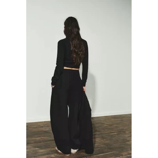 ZARA Balloon Trouers กางเกงผ้าคอตตอน เอวสูง (เหนือสะดือ) ผ้ายืด งานแท้