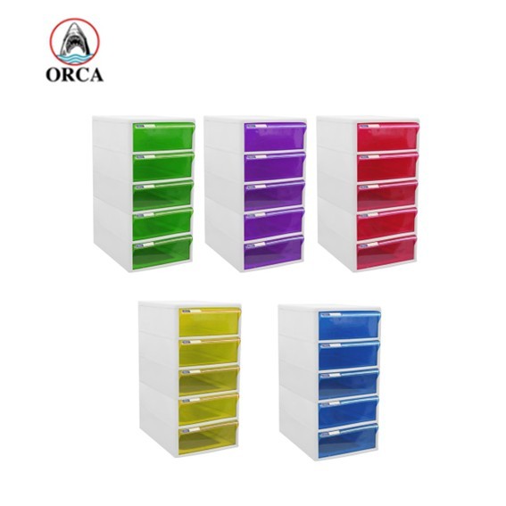 ตู้เก็บเอกสาร ORCA 5ชั้น TCB-5BB โครงขาว ลิ้นชักสี