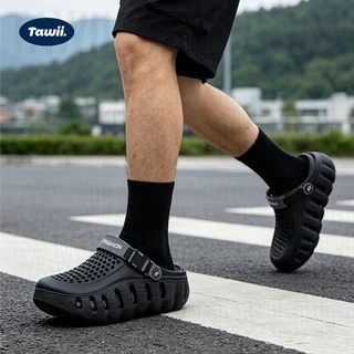 Tawii. รองเท้าแตะผู้ชาย รองเท้าแตะลําลอง กันลื่น วัสดุ EVA กลางแจ้ง รองเท้าหัวโต ส้นหนา 4 ซม