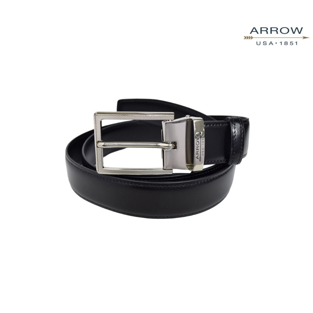 ARROW เข็มขัดผู้ชาย หัวหมุด Pin Belt (หนังวัวแท้อิตาลี) สี ดำ รุ่น MYCB127