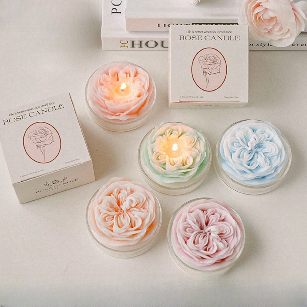 OurHome [พร้อมส่ง] เทียนกุหลาบออสติน Austin rose candle ของขวัญเล็กๆที่สร้างสรรค์ ของตกแต่งบ้านแฮนด์เมดของขวัญวาเลนไทน์