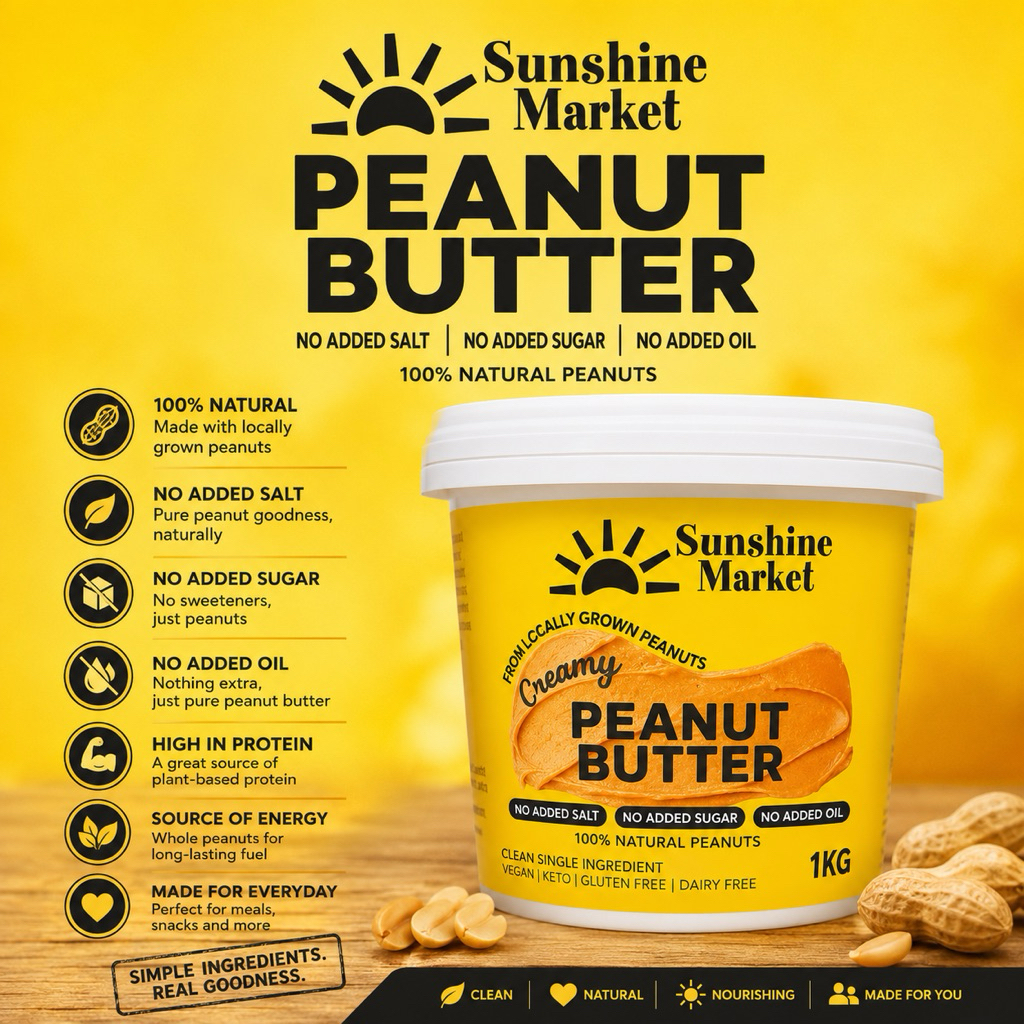 เนยถั่วครีมมี่ Creamy Peanut Butter 1kg | Sunshine Market