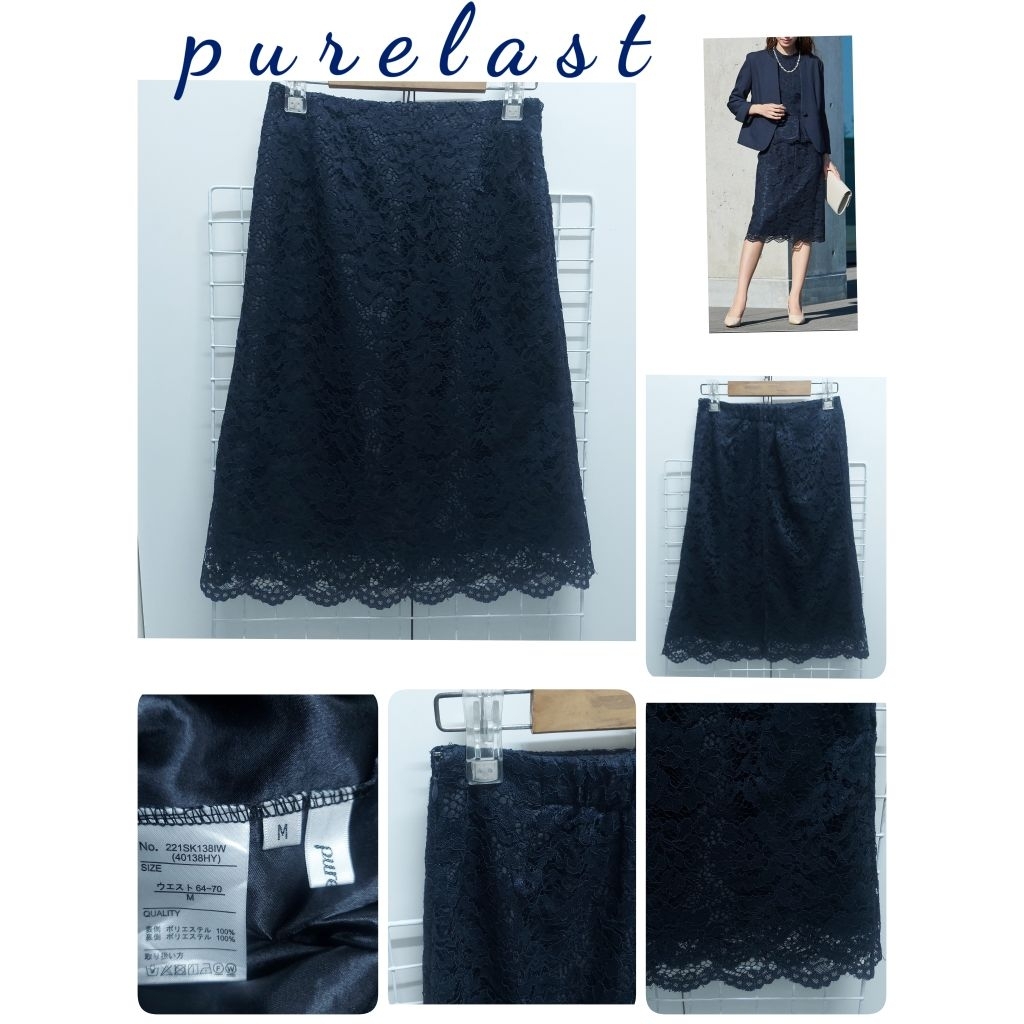 5860. p u r e l a s t กระโปรงสั้นผ้าลูกไม้ญี่ปุ่นมือสอง
