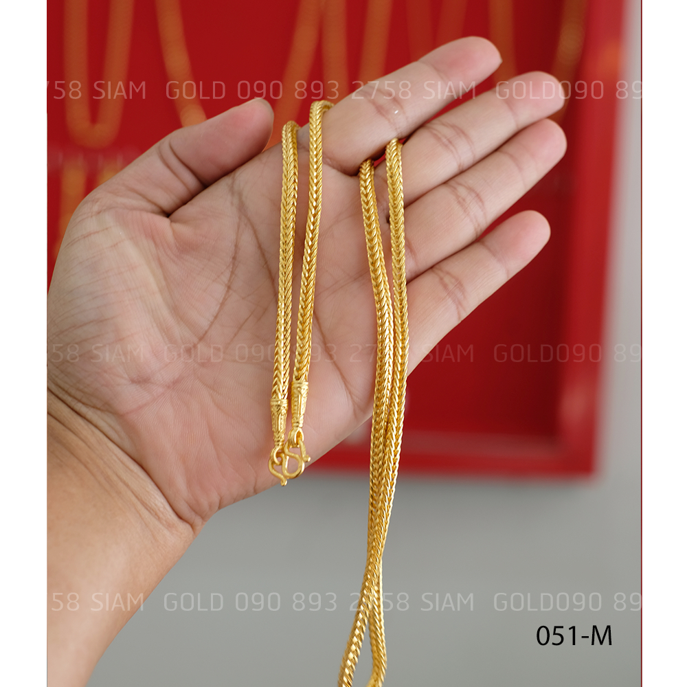[งานเกรด M ใช้ทน] สร้อยคอลายสี่เสา 2 บาท รหัส 051-M รัตนะ จิวเวลรี่