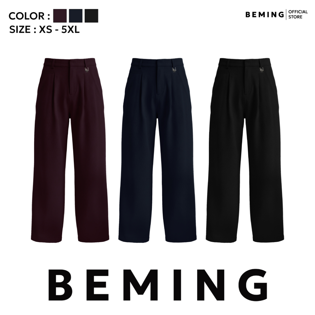 Bemingpants096(XS-5XL) - Hop Pants - กางเกงขายาวทรงขาตรงดีไซน์เรียบใส่ได้ทุกโอกาส