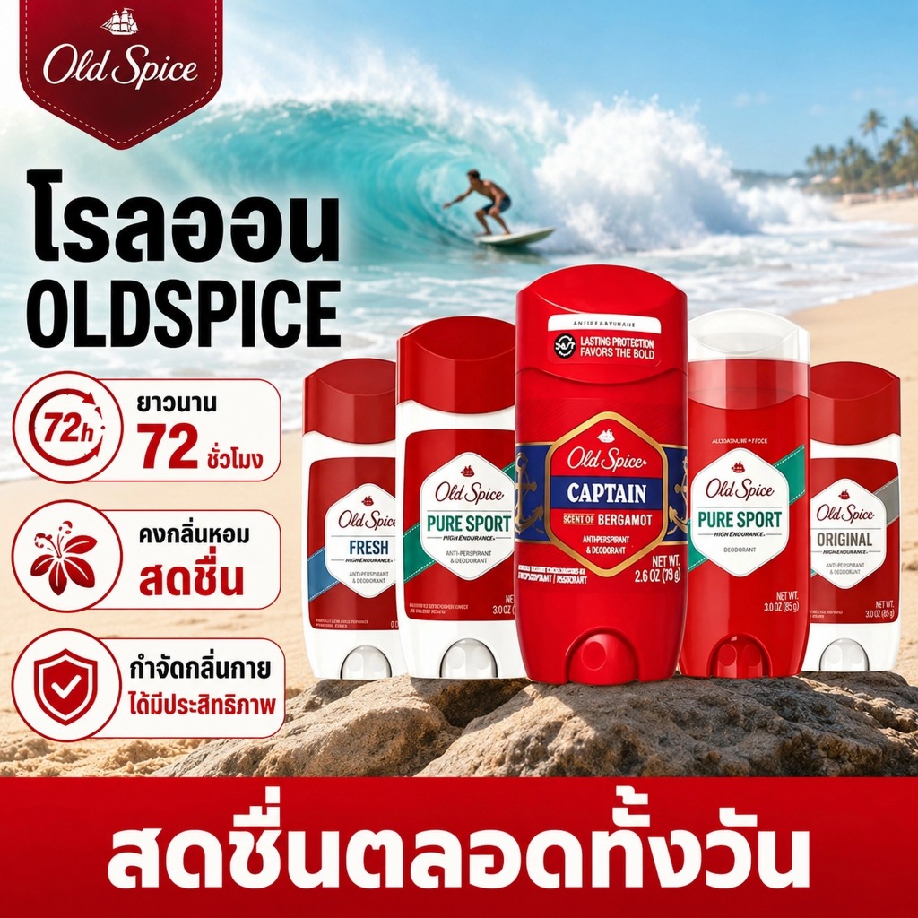 👉Old Spice โรลออน Antiperspirant Deodorant โรลออนกันเหงื่อ 85g กำจัดกลิ่นตัว ติดทนนาน แห้งทันทีที่ทา