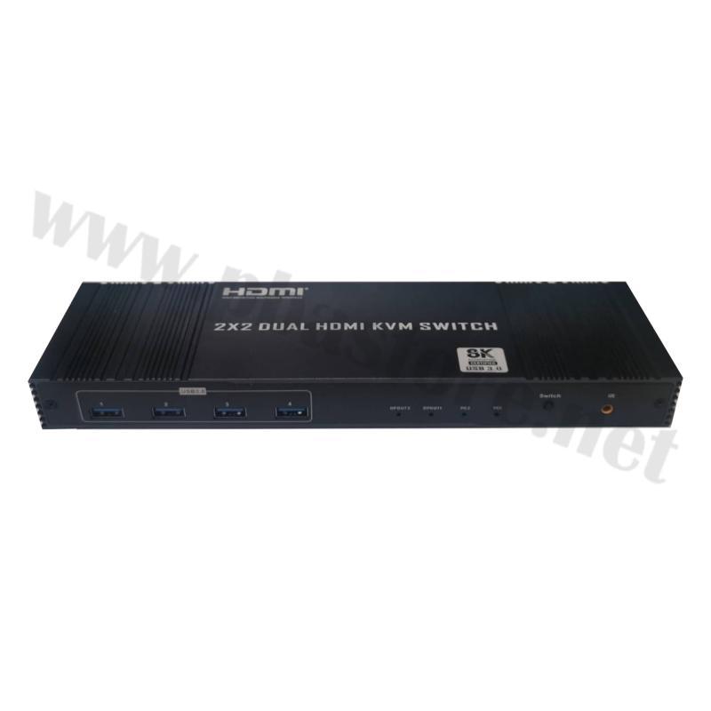 2x2 DUAL HDMI + USB (Support 3.0) KVM SWITCH 8K 60Hz รุ่น S-KVM-8K-202