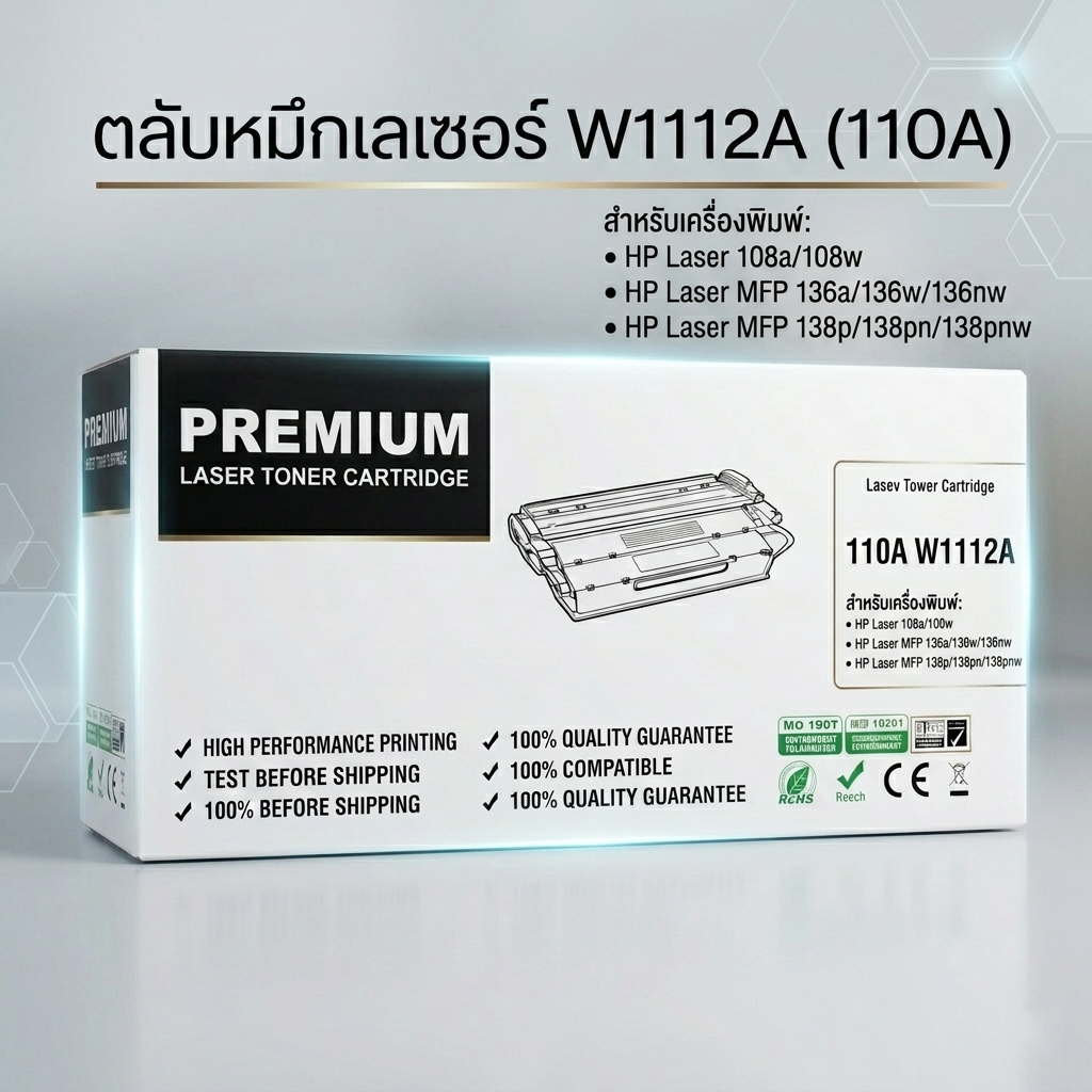 ตลับหมึกเลเซอร์ W1112A (110A) สำหรับเครื่องพิมพ์ HP Laser 108a/108w Laser MFP 136a/136w/136nw MFP138
