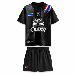 ชุดกีฬาผู้ชาย เสื้อฟุตบอลแขนสั้น + กางเกงขาสั้น ลายสปอร์ต ลายธงไทย ใส่วิ่ง ฟิตเนส ใส่เที่ยว