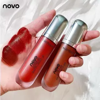 NOVO ลิปไอศกรีมครีม เนื้อเวลเวตแมตต์ฝ้า สีชัดเด่น ติดทนตลอดวัน ไม่หลุด ไม่ติดแก้ว เนื้อลื่นละมุน เข้าทุกลุคแต่งหน้า
