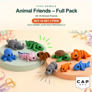 CAP BKK ของเล่นสัตว์ขยับได้ Flexi Animals คาปิบาร่า แอกโซลอเติล ไดโนเสาร์ แมว ฉลาม ฟิกเกอร์
