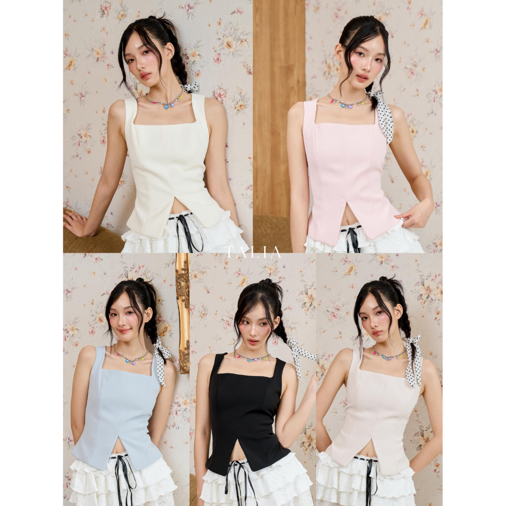 TALIA TOP (เฉพาะเสื้อ) เสื้อแขนกุดดีเทลแหวกด้านหน้าช่วยเพิ่มลูกเล่นให้ตัวเสื้อ