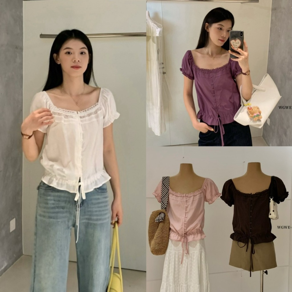 เสื้อคอเหลี่ยม แขนตุ๊กตา - 10297 TAG WG.WE