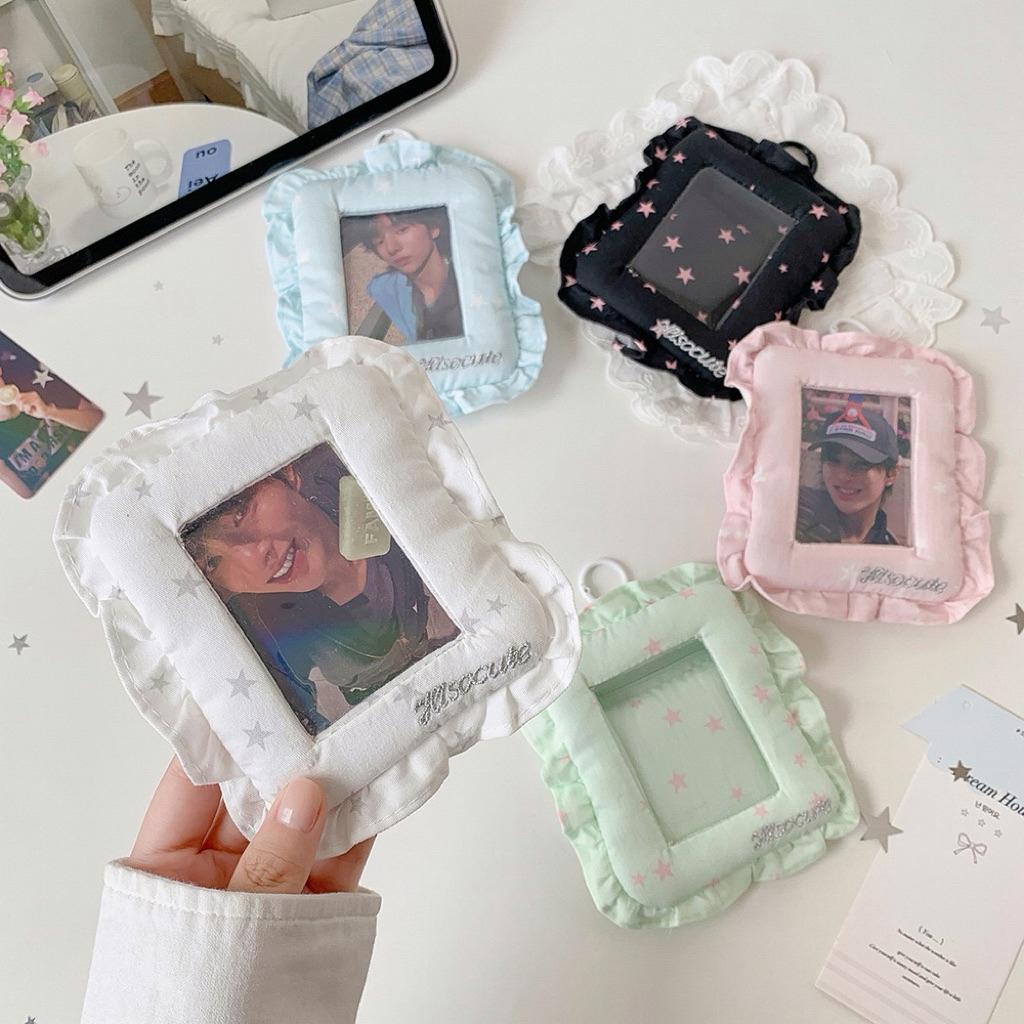 พร้อมส่ง🇹🇭เฟรมการ์ดPadded ลายดาว⭐️ มีซิป Hisocute Card Holder พวงกุญแจ ใส่การ์ด ใส่บัตร (AB) #CD20