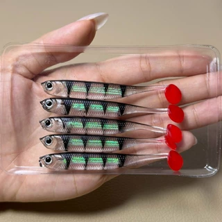 เหยื่อปลายางหางพริ้ว3D 5ชิ้น/แพ็ค เหยื่อยางเสมือนจริง 7.5CM และ9CM เหยื่อปลอม ปลายาง3