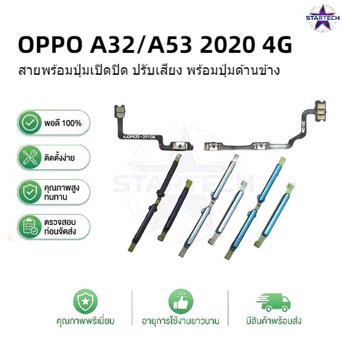 สําหรับ OPPO A32 A53 2020 4G ปุ่มด้านข้าง Flex Cable Keys ปุ่มปิดระดับเสียงปุ่มขึ้นและลงด้านข้างอะไหล่ทดแทน