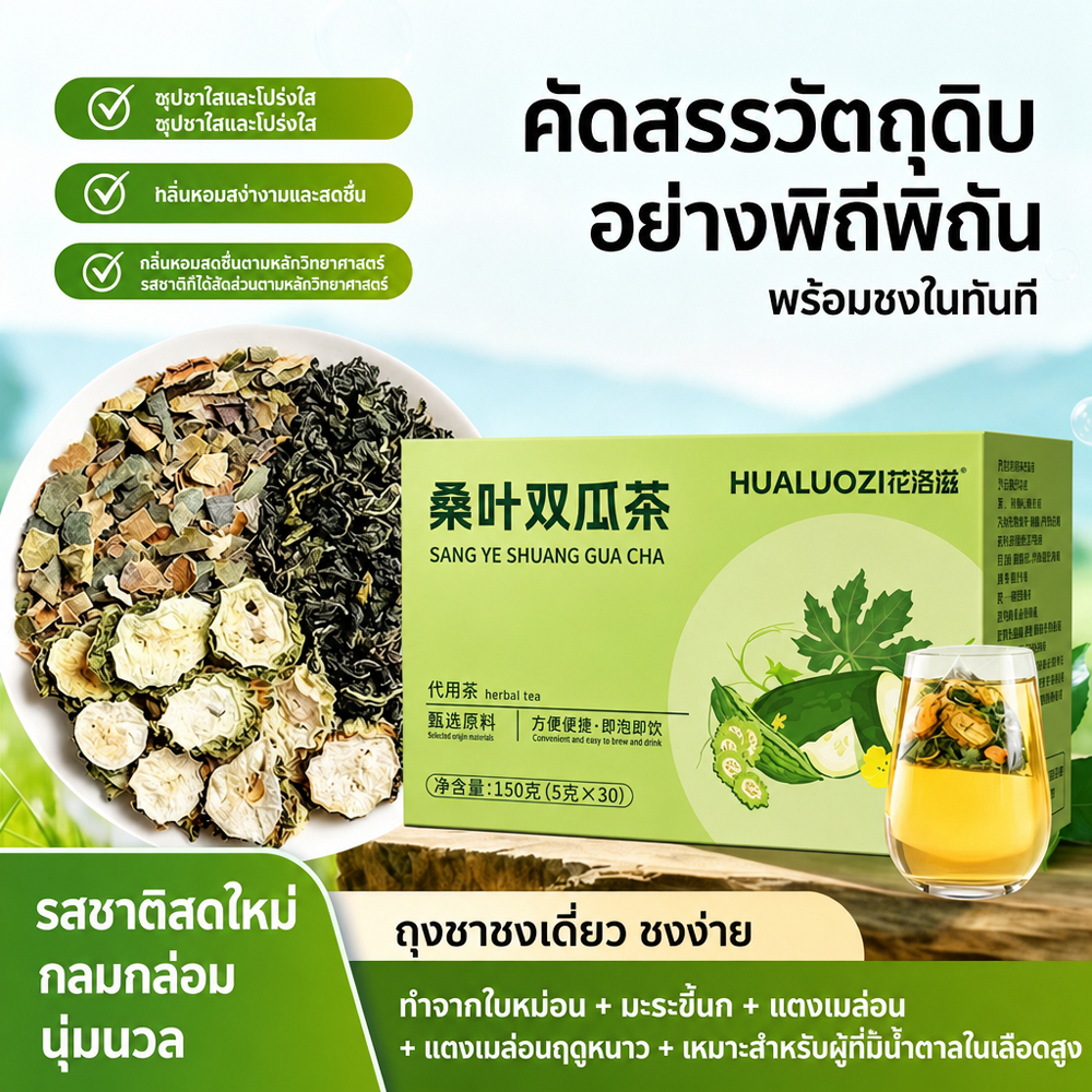 【พร้อมส่ง】ชาใบหม่อน+มะระ+ฟักเขียว รักษาเบาหวานและไขมันในเลือดสูง ลดน้ำตาลและคอเลสเตอรอล ตัวช่วยคนน้ำตาลสูง