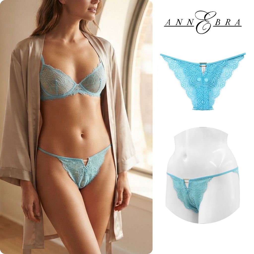Annebra กางเกงใน ทรงบิกีนี่ ผ้าลูกไม้ Bikini Panty รุ่น AU3-862 สีฟ้า