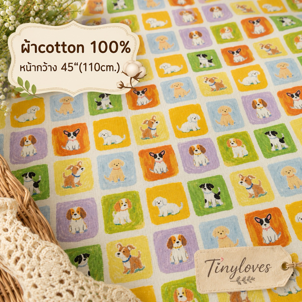 อ่านรายละเอียดก่อนซื้อนะคะ ผ้าคอตตอน 100% หน้ากว้าง 45 นิ้ว(110cm.) วัดตัดครั้งละ1/2หลา พร้อมส่ง