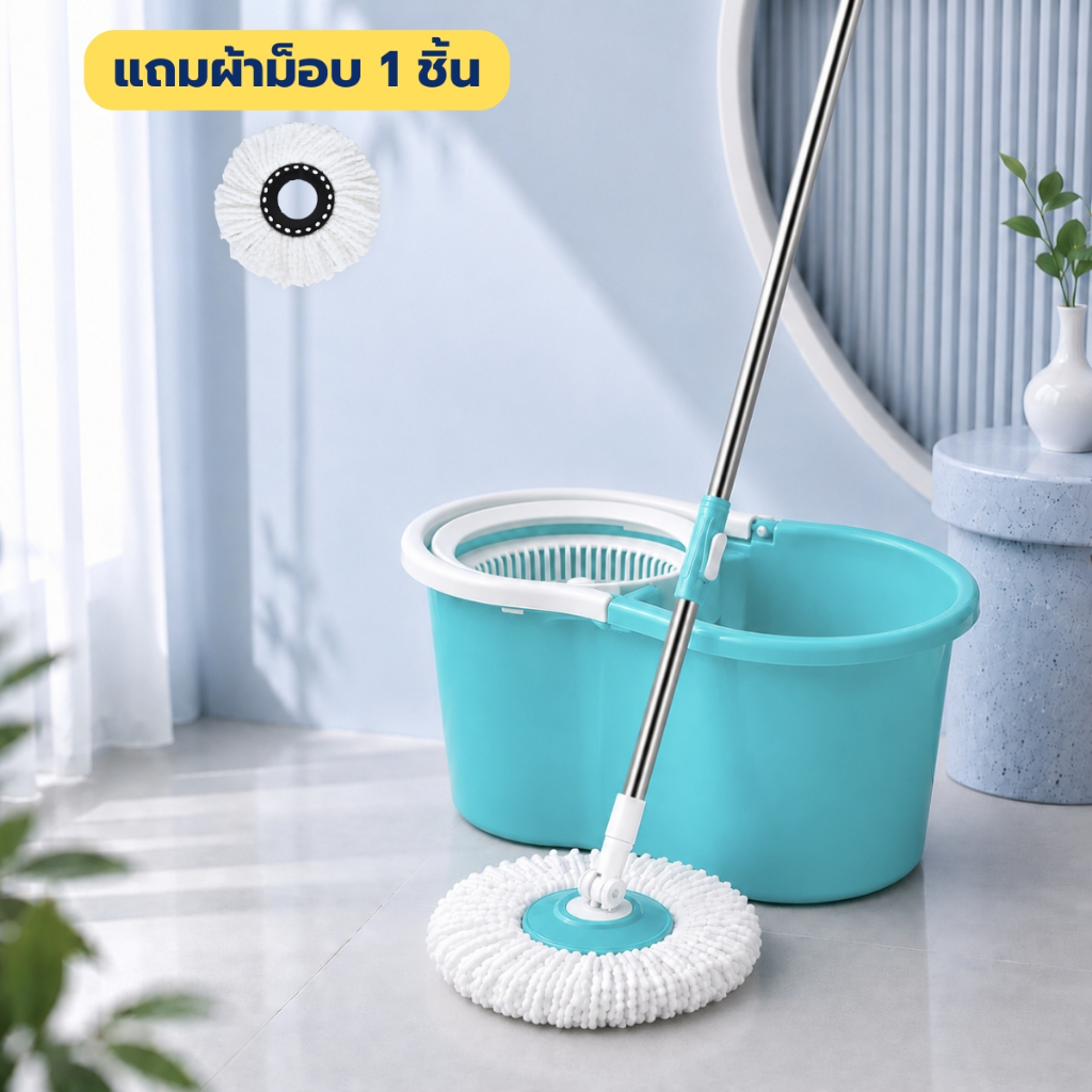 ไม้ถูพื้นแบบซักเเห้ง ม็อบปั่นน้ำที่ถูพื้นสามารถเปลี่ยนผ้าม็อ