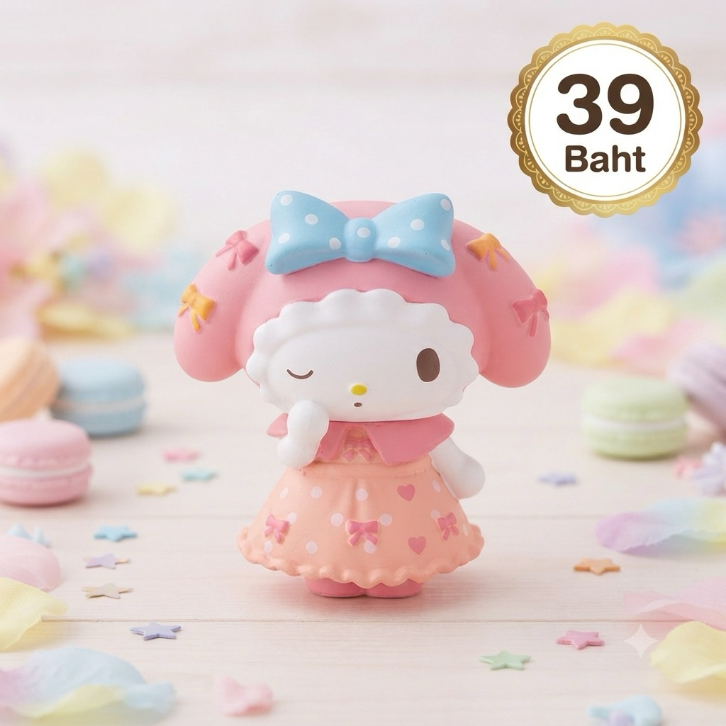 มายเมโลดี้ My Melody ฟิกเกอร์ ตกแต่ง เค้ก / โต๊ะทำงาน (ชุด 6 ชิ้น)