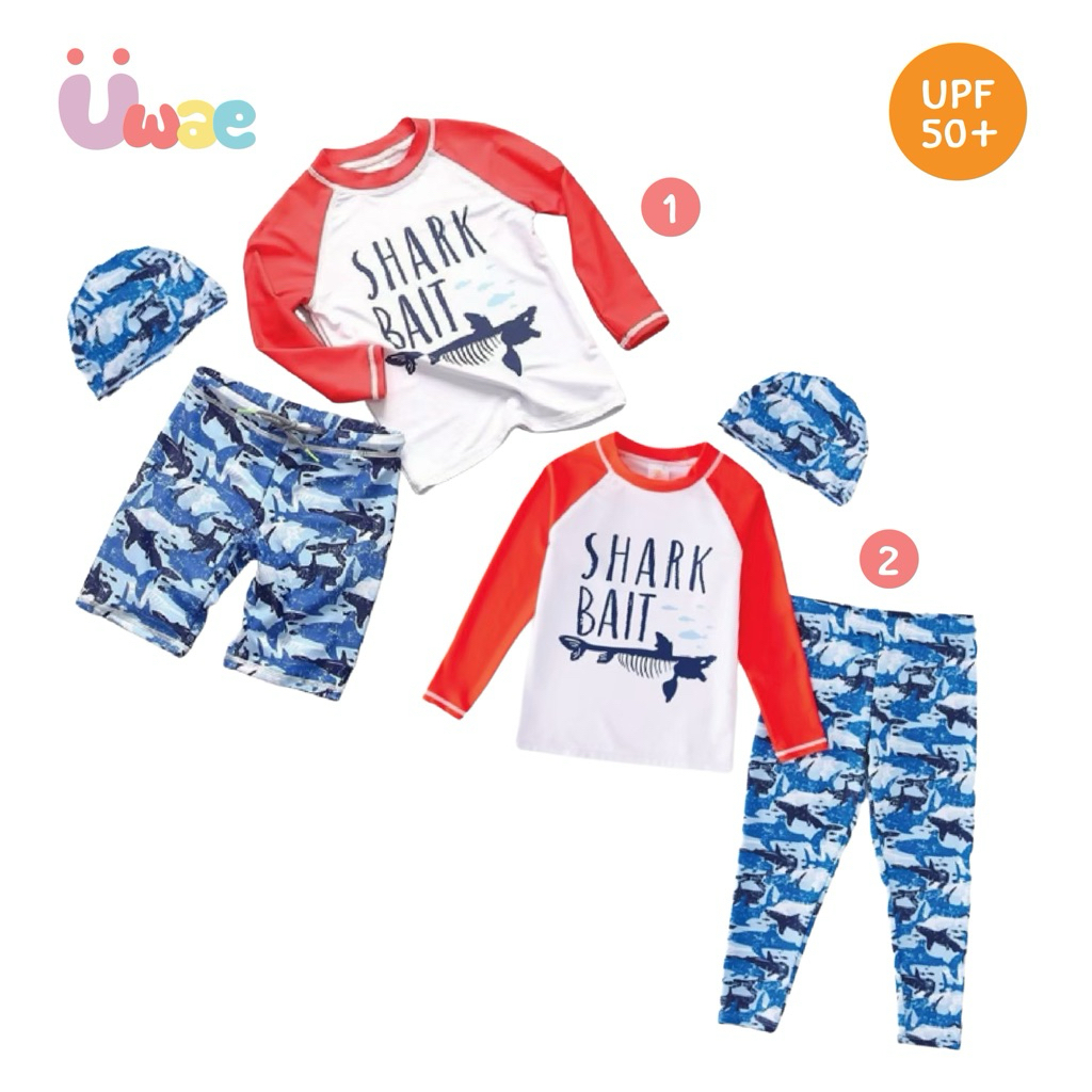 Uwae ชุดว่ายน้ำเด็ก ชุดว่ายน้ำเด็กชายกันยูวี Shark Bait ขาสั้น/ขายาว รุ่น UV247/ UV338
