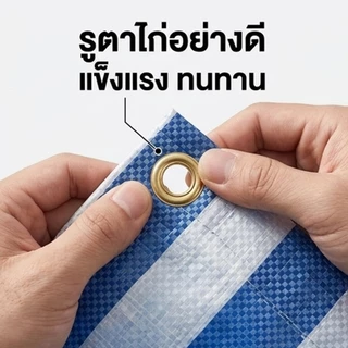 ผ้าใบกันแดด ผ้าใบพลาสติกเอนกประสงค์ ผ้าฟาง บลูชีทฟ้าขาว