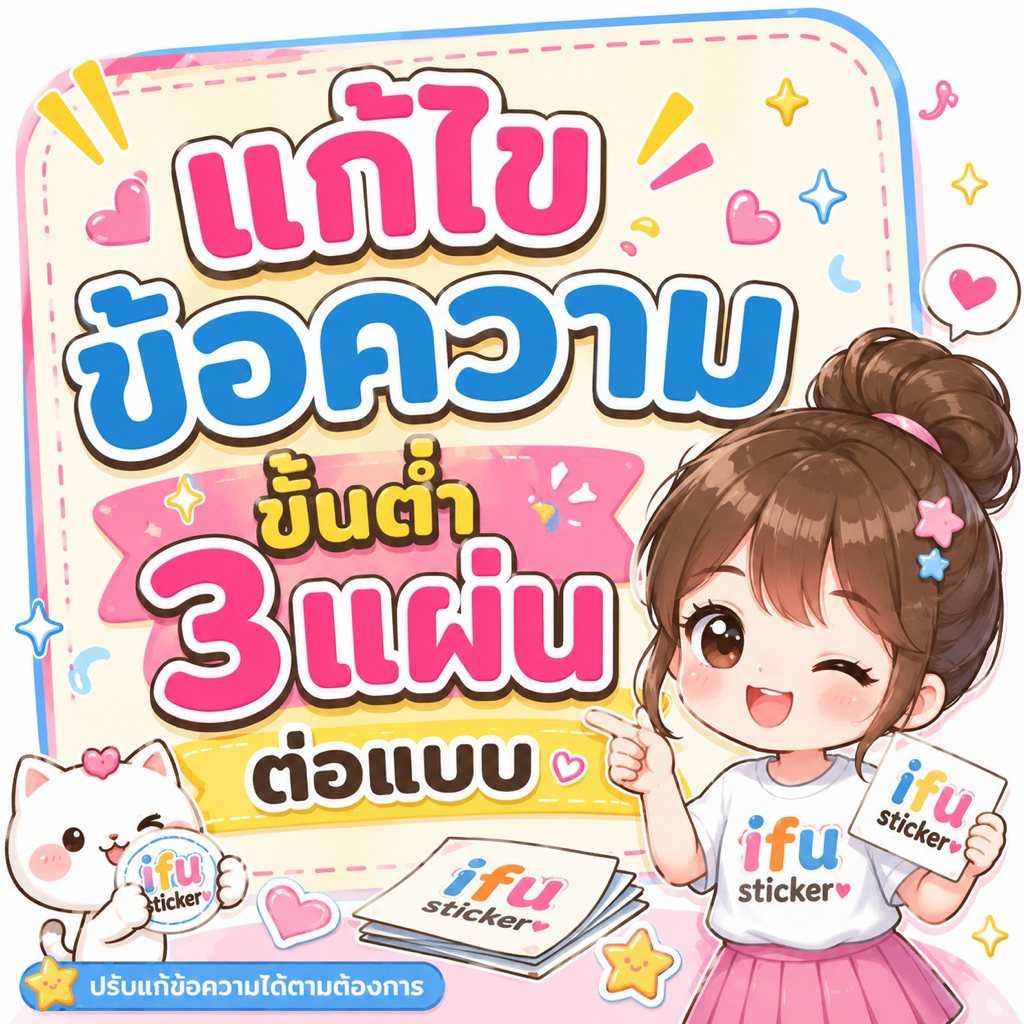 (ทักแชท!)สั่งแก้ไขข้อความตามแบบลูกค้า สติ๊กเกอร์ ป้ายเคลือบ