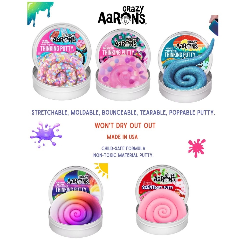 Putty พร้อมส่ง ของแท้จาก อเมริกา : Crazy Aaron's Thinking Putty รุ่นกล่องขนาด 90g