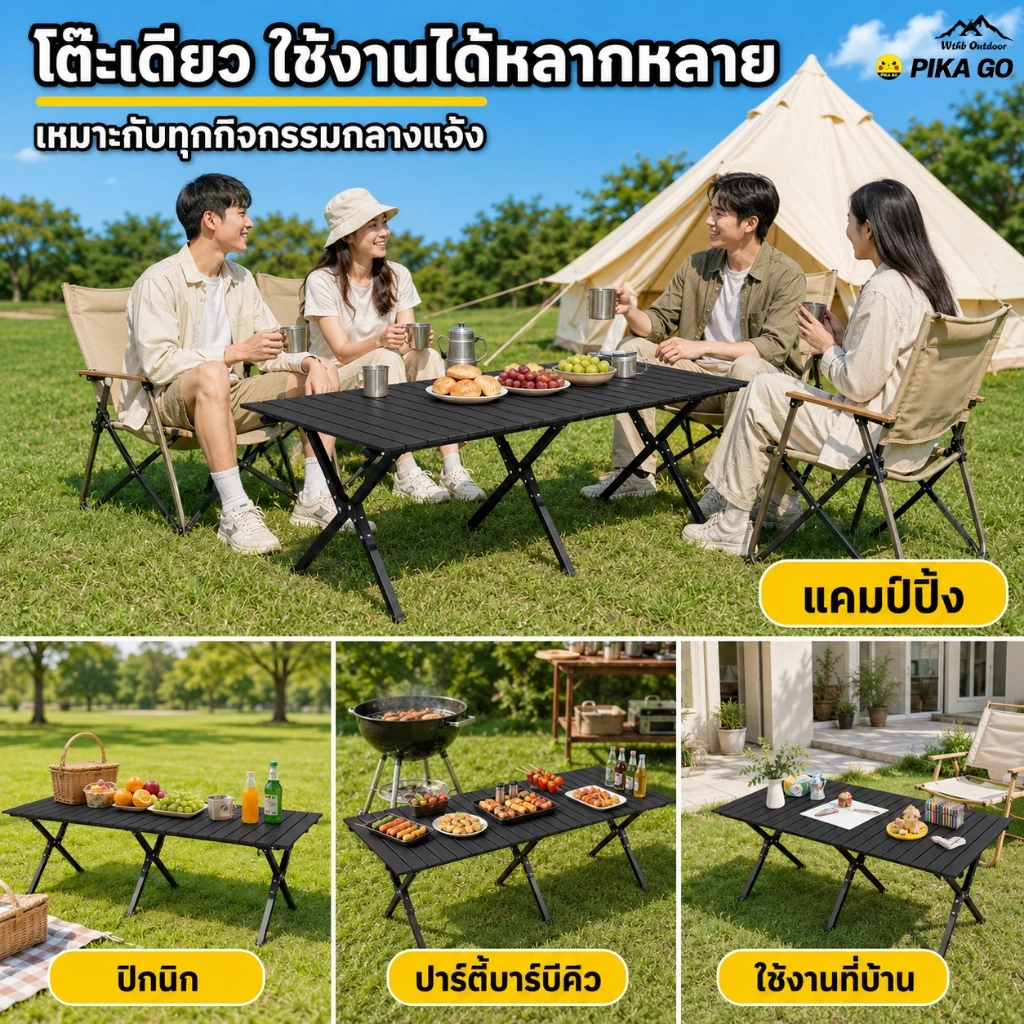 โต๊ะแคมป์ปิ้ง โต๊ะสนาม พับเก็บได้ อลูมิเนียม กลางแจ้งและในร่ม thumbnail 7